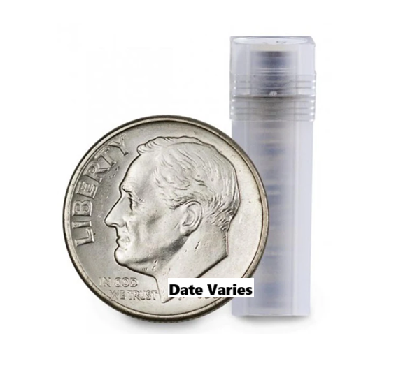 90% Silver Roosevelt Dime Choice Uncirculated - Roll of 50 - CoinsTV