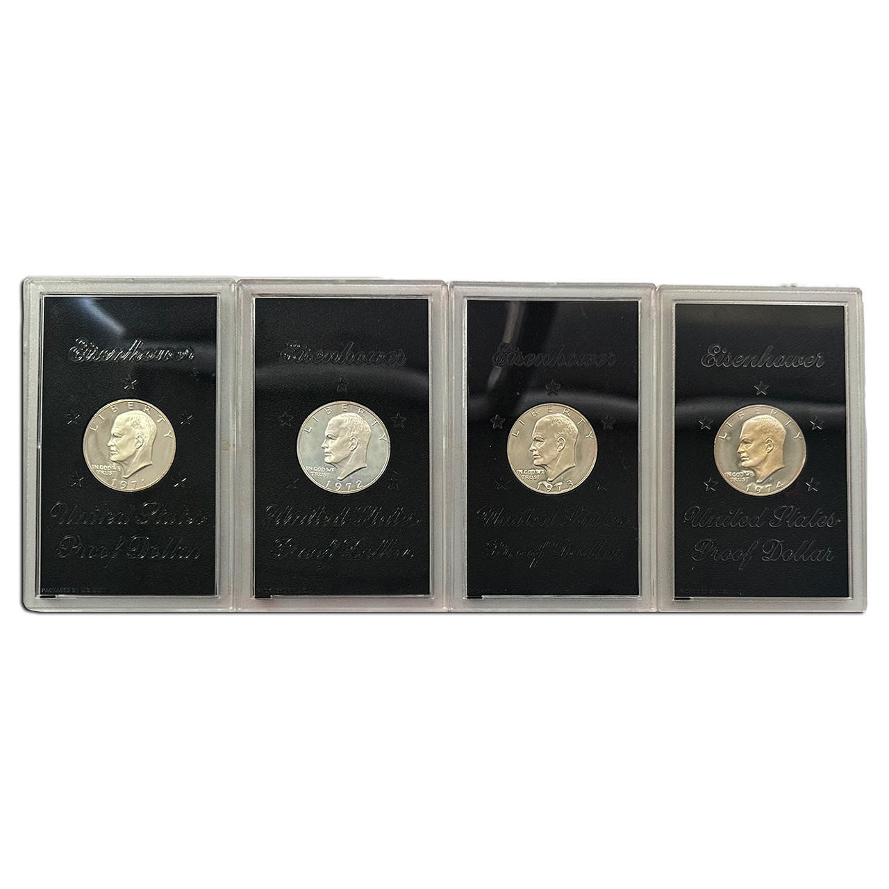 1971 - 1974 Eisenhower 40% Silver Dollar Set - San Francisco - Proof in Lens - CoinsTV