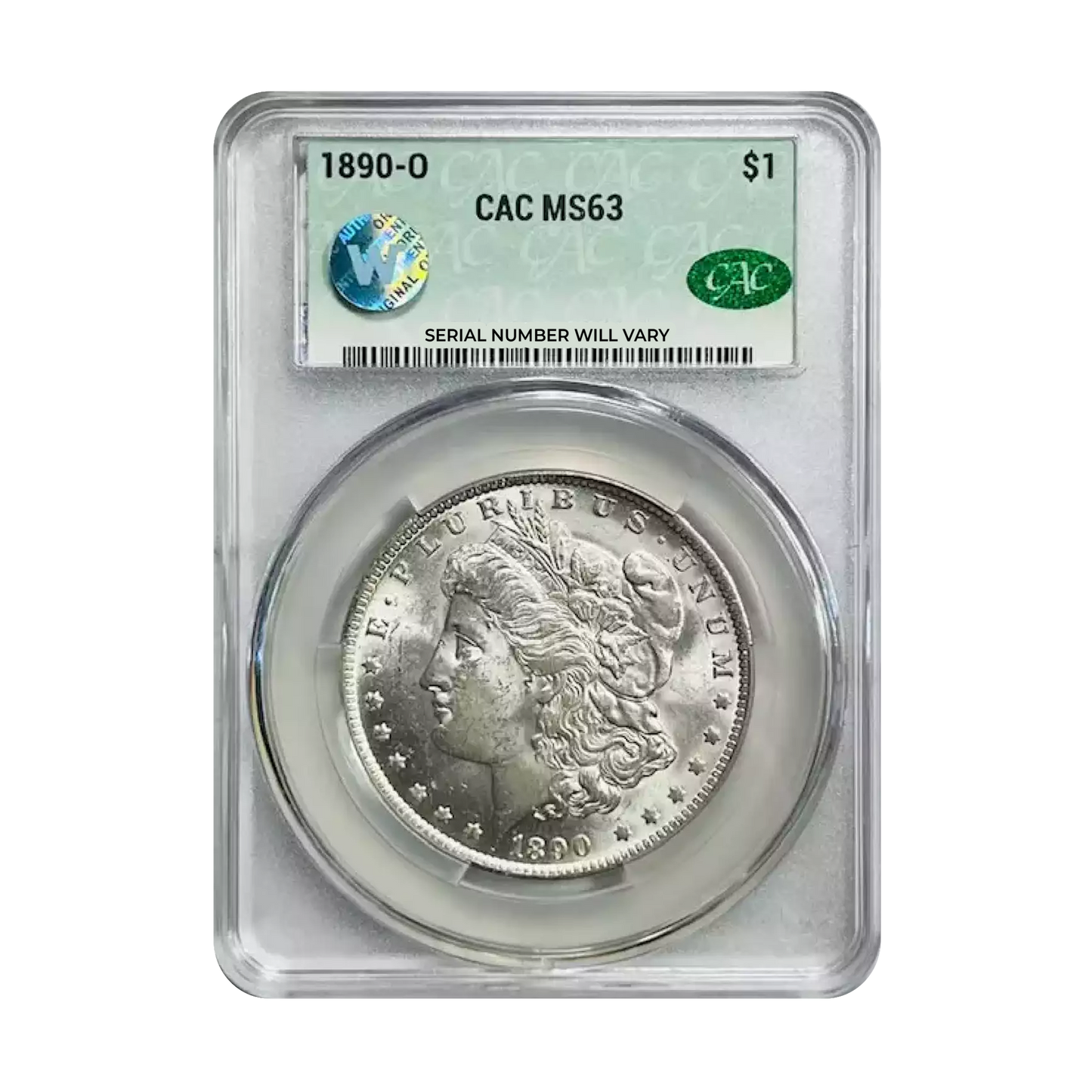 1890-O Morgan Silver Dollar New Orleans - CAC MS63 Sight White - CoinsTV