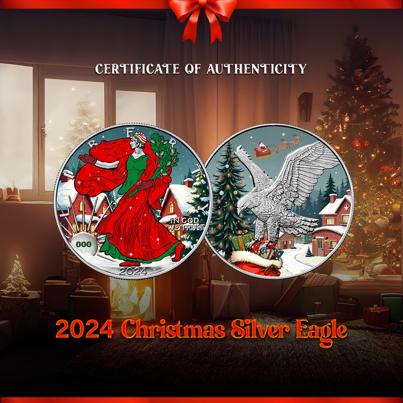 2024 Chromatics Christmas Silver Eagle - CoinsTV