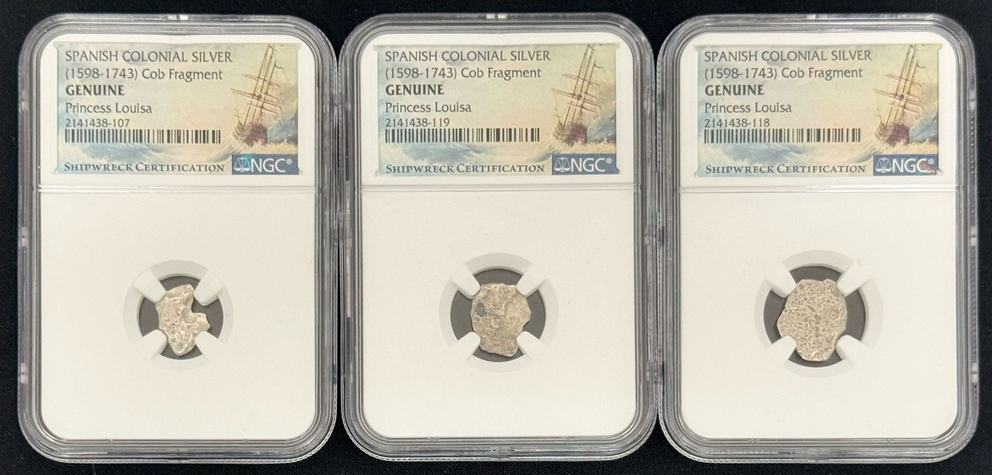 Spanish Colonial Cob Fragment - Princess Louisa Shipwreck - NGC Certified - CoinsTV