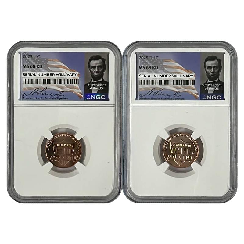 2025 P&D Lincoln Shield Cent 2 pc Set - NGC MS 68 RD - CoinsTV