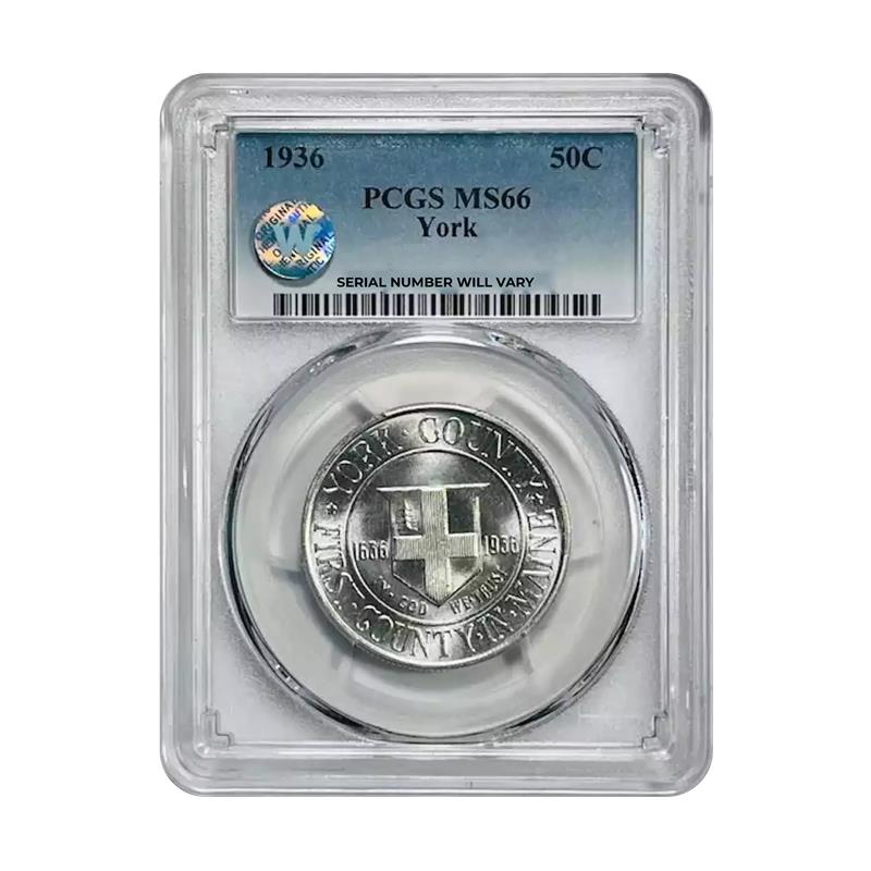 1936 York Silver Half Dollar Commemorative - PCGS MS66 Sight White - CoinsTV