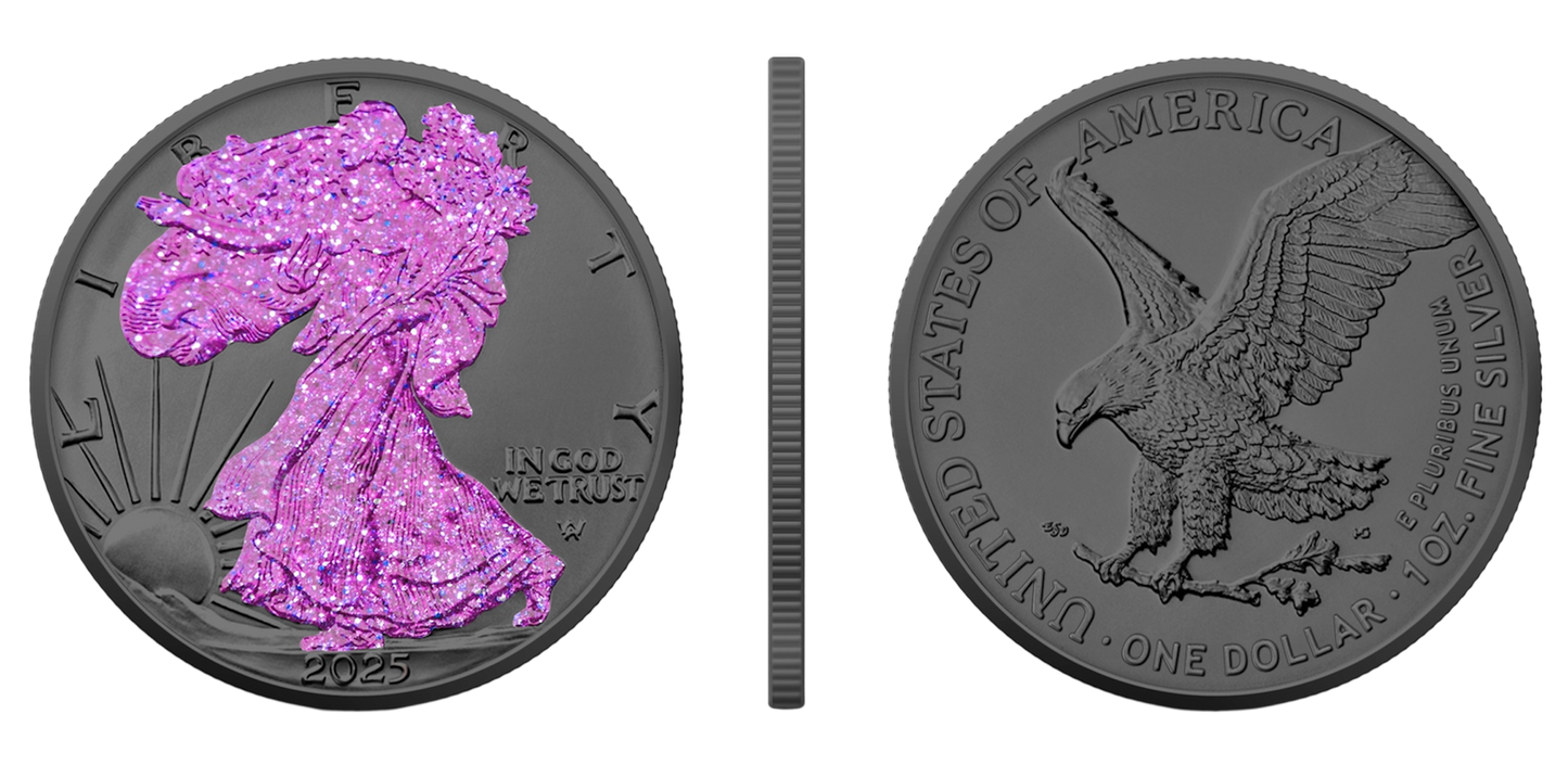 2025 U.S. Eagle Dark Rose Holo Edition 1 oz Silver Coin
