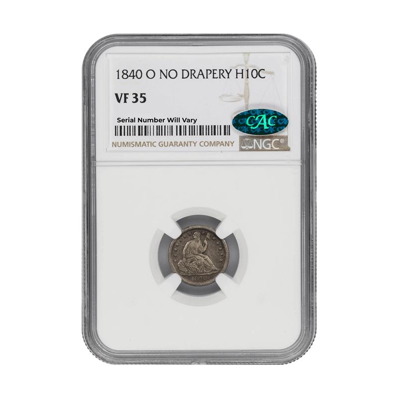 1840-O No Drapery Seated Liberty Half Dime - NGC VF35 CAC - CoinsTV