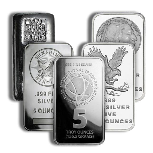 5 oz Silver Bar Grab Bag - Design Varies - CoinsTV