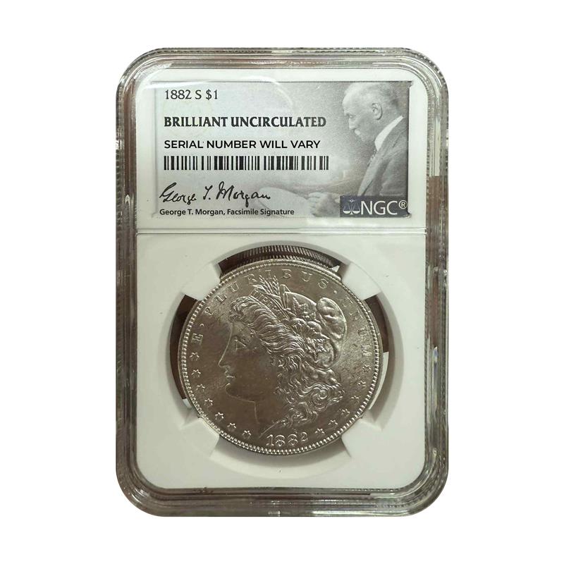 1882 Morgan Silver Dollar San Francisco - George T. Morgan Signature - NGC Brilliant Uncirculated