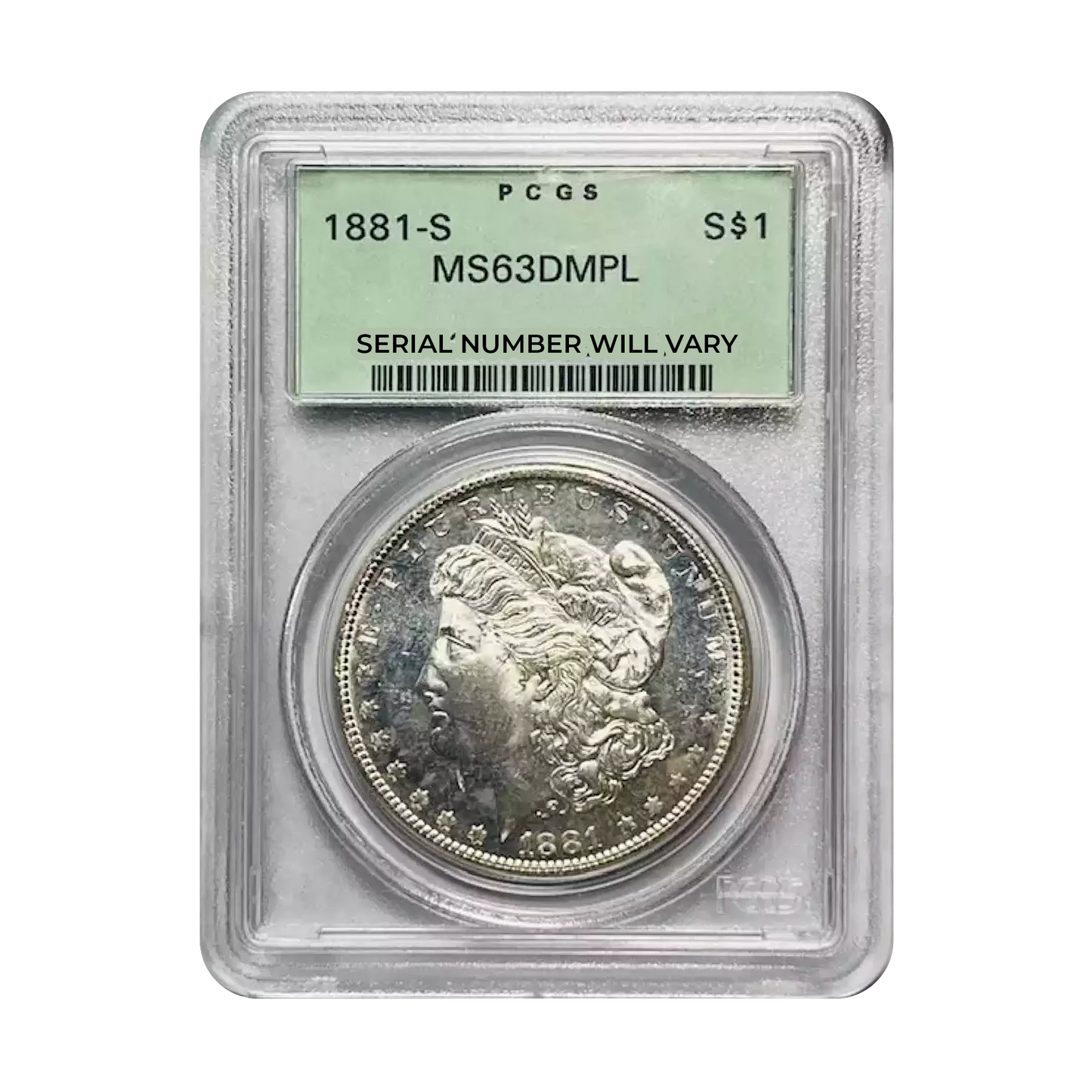 1881-S Morgan Silver Dollar - Old Green Holder - PCGS MS63 DMPL