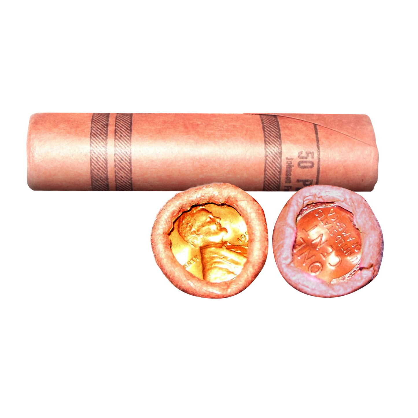 1955-D Lincoln Wheat Cent Banked Sealed BU Roll of 50 - CoinsTV