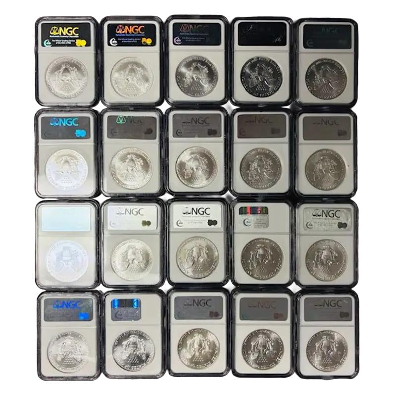 1986-2005 Silver Eagles NGC MS69 20 Coin Set