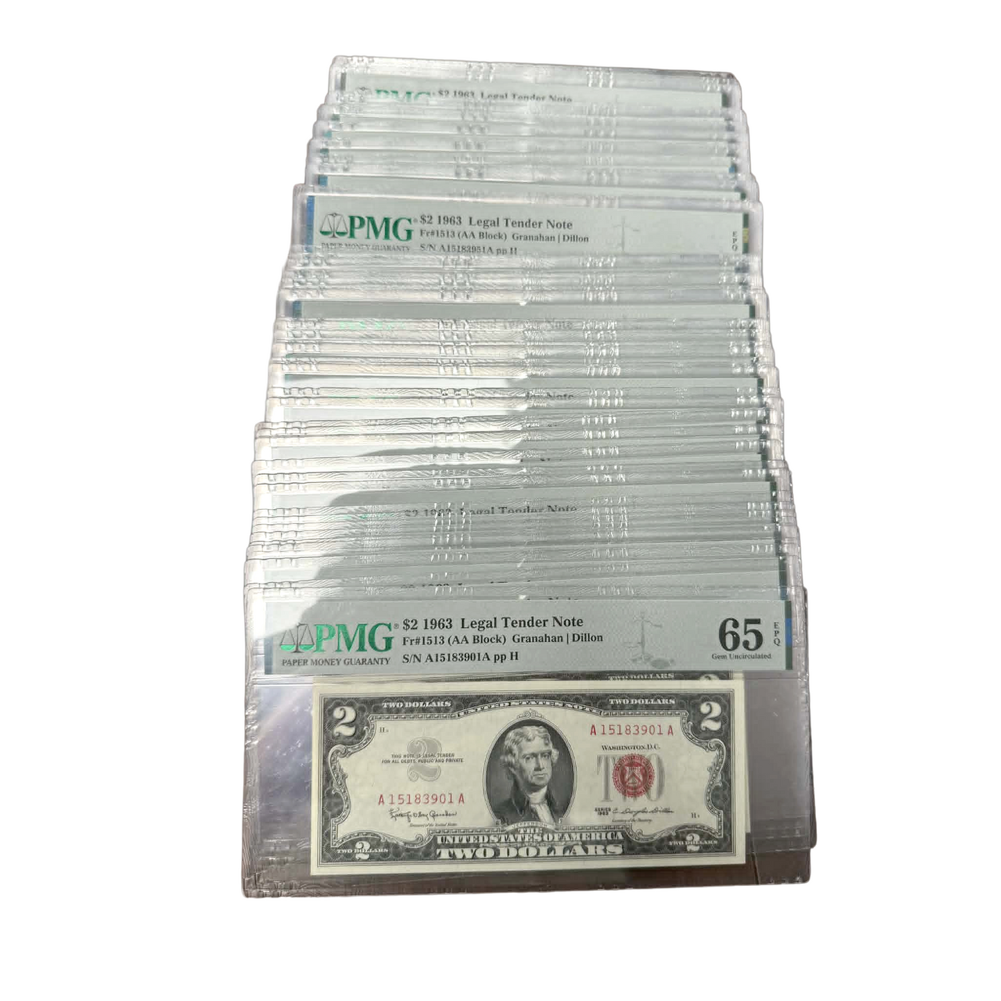 1963 $2 Legal Tender Note Granahan Dillon - PMG 65 Gem Uncirculated - CoinsTV