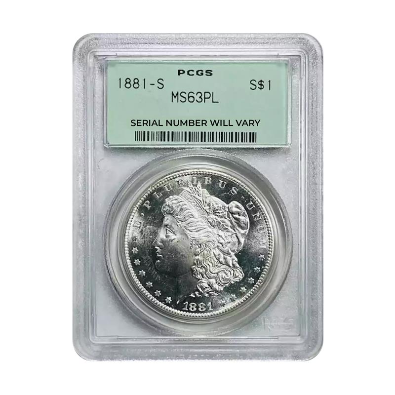 1881-S Morgan Silver Dollar San Francisco - PCGS MS63 PL Old Green Holder