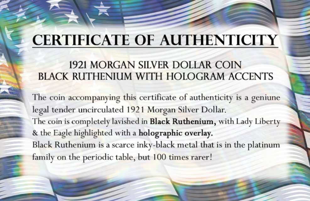 1921 US Morgan Dollar Ruthenium Holo Edition SIlver Coin - CoinsTV