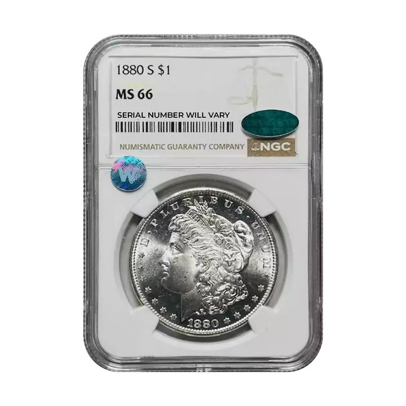 1880-S Morgan Silver Dollar San Francisco - NGC MS66 CAC Sight White - CoinsTV