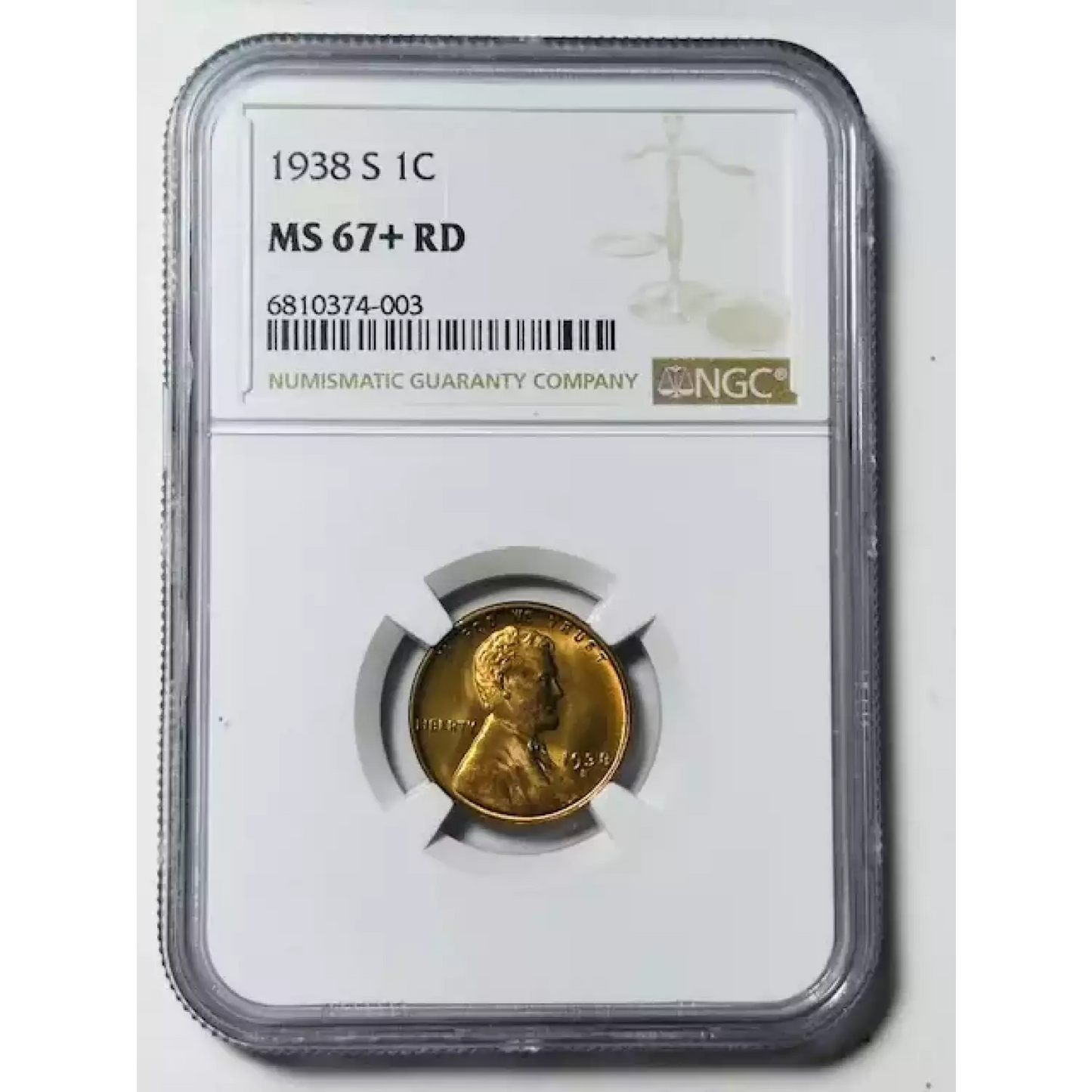 1938-S Lincoln Cent NGC MS67+ RD - CoinsTV