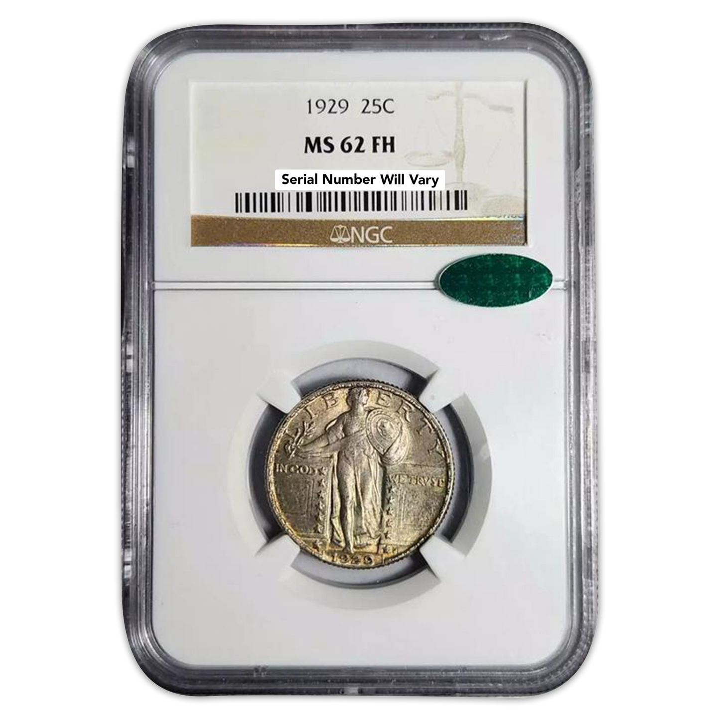 1929 Standing Liberty Quarter - NGC MS62 FH CAC - CoinsTV