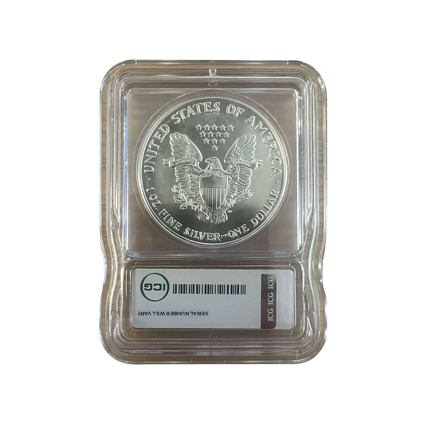 1990 Silver Eagle - Austin Hutto Signature - Struck Through Grease Error - ICG MS69+ PL