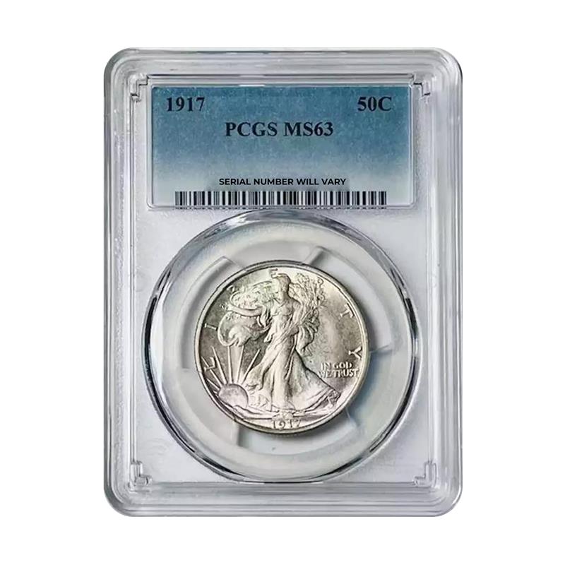 1917 Walking Liberty Silver Half Dollar - PCGS MS63 - CoinsTV