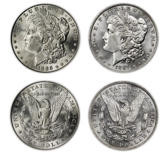 1886 & 1887 Morgan Silver Dollar Philadelphia Set - Brilliant Uncirculated