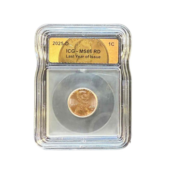 2025-D Lincoln Shield Cent - Last Year of Issue - ICG MS66 RD