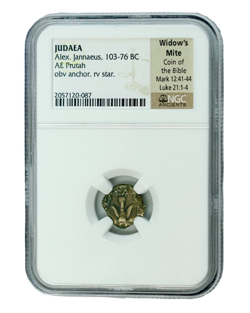Widow’s Mite: Judean Prutah (103-76 BC) NGC Slab