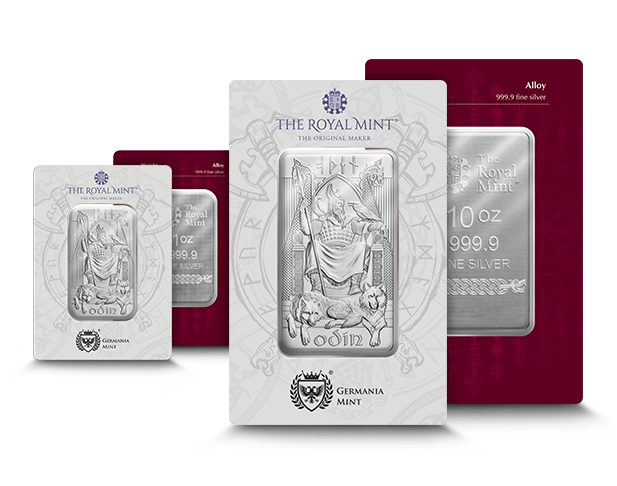 Germania Mint Norse Gods Odin 1 oz Silver Bar in Card - CoinsTV