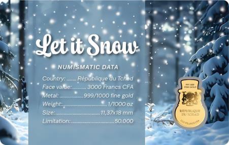 2024 Chad Let It Snow 1/1000 oz Gold Coin in Card