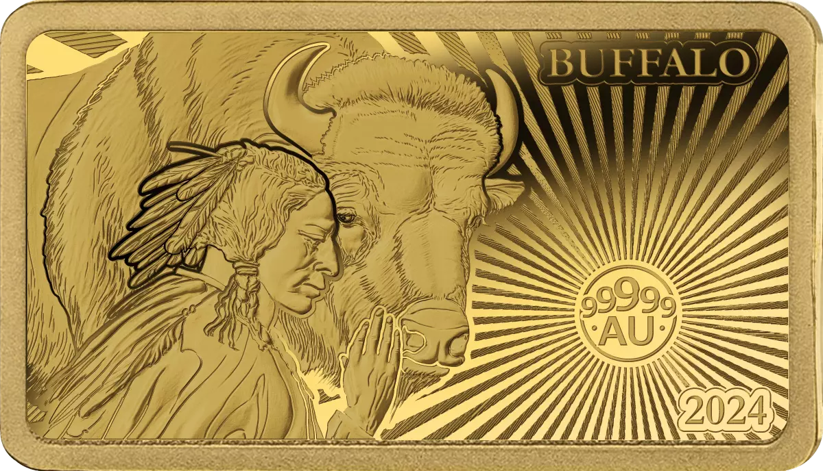 2024 Solomon Islands World's Purest Bullion Buffalo 1/100 oz Proof Gold Bar