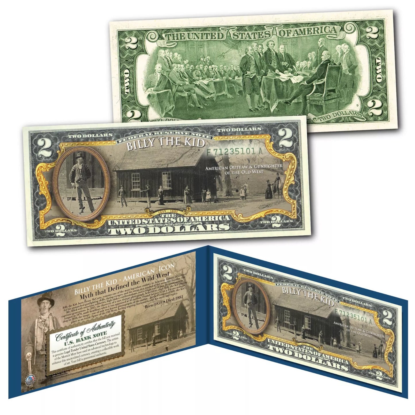 Billy the Kid Wild West Old West Outlaw US $2 Bill - CoinsTV