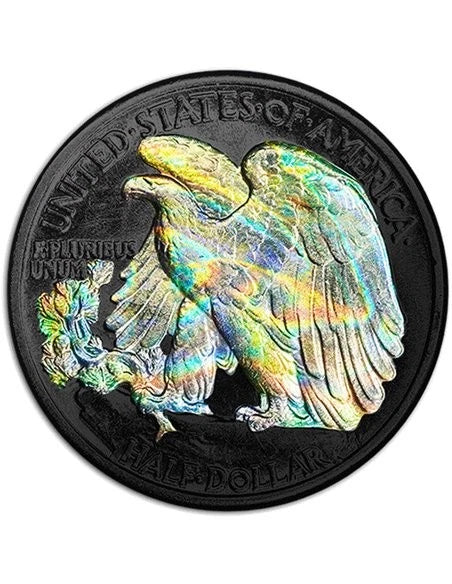 U.S. Walking Liberty Half Dollar Black Ruthenium Holo Edition Silver Coin - CoinsTV