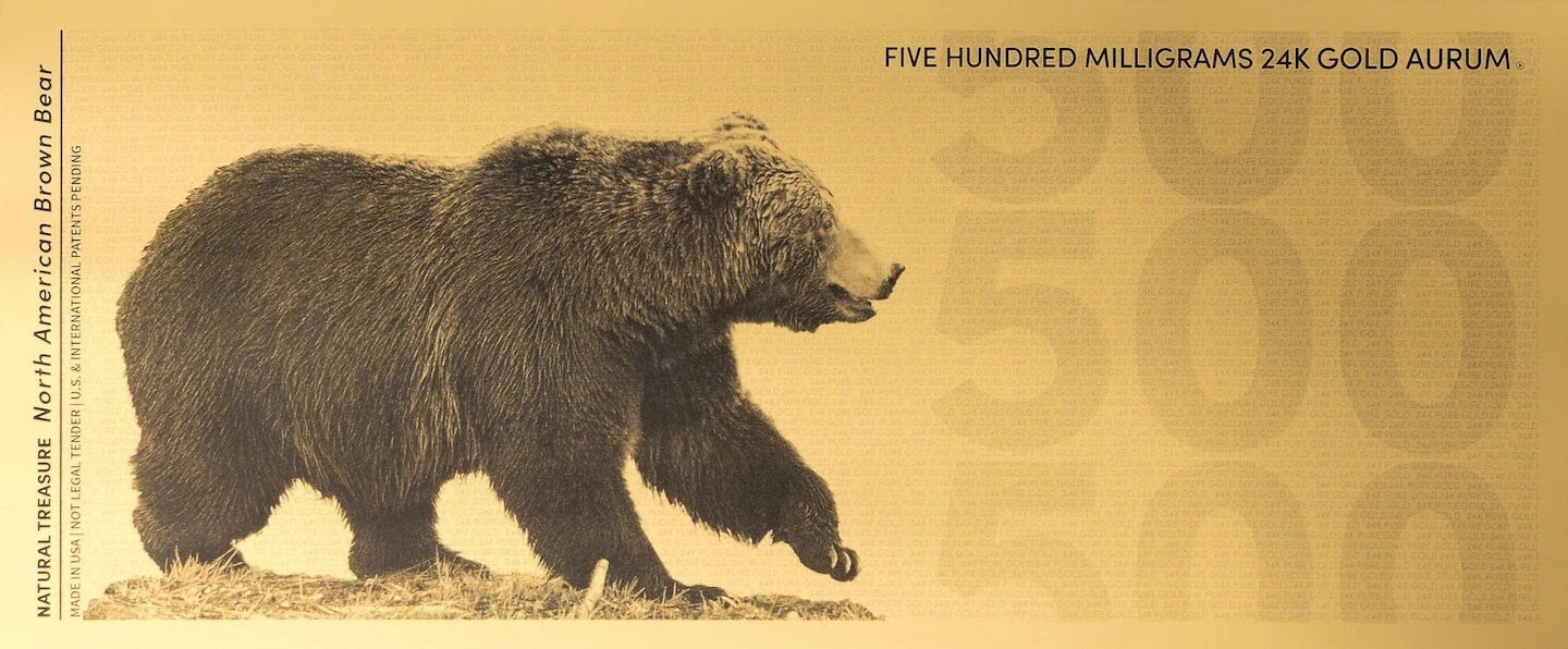 2025 Brown Bear 500mg 24 K Gold Aurum Note - National Treasure Series - CoinsTV