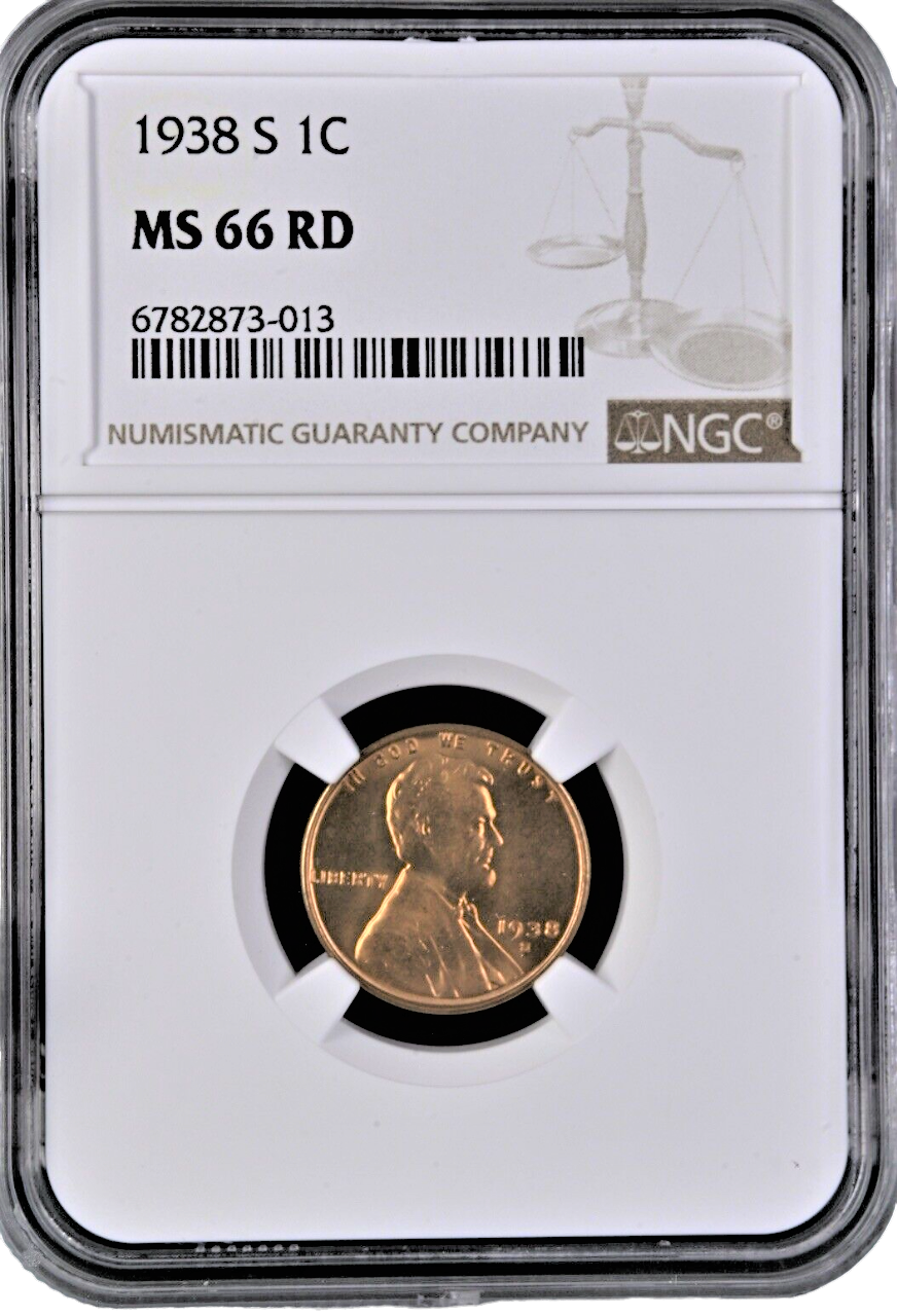 1938-S Lincoln Wheat Cent - NGC MS66 RD