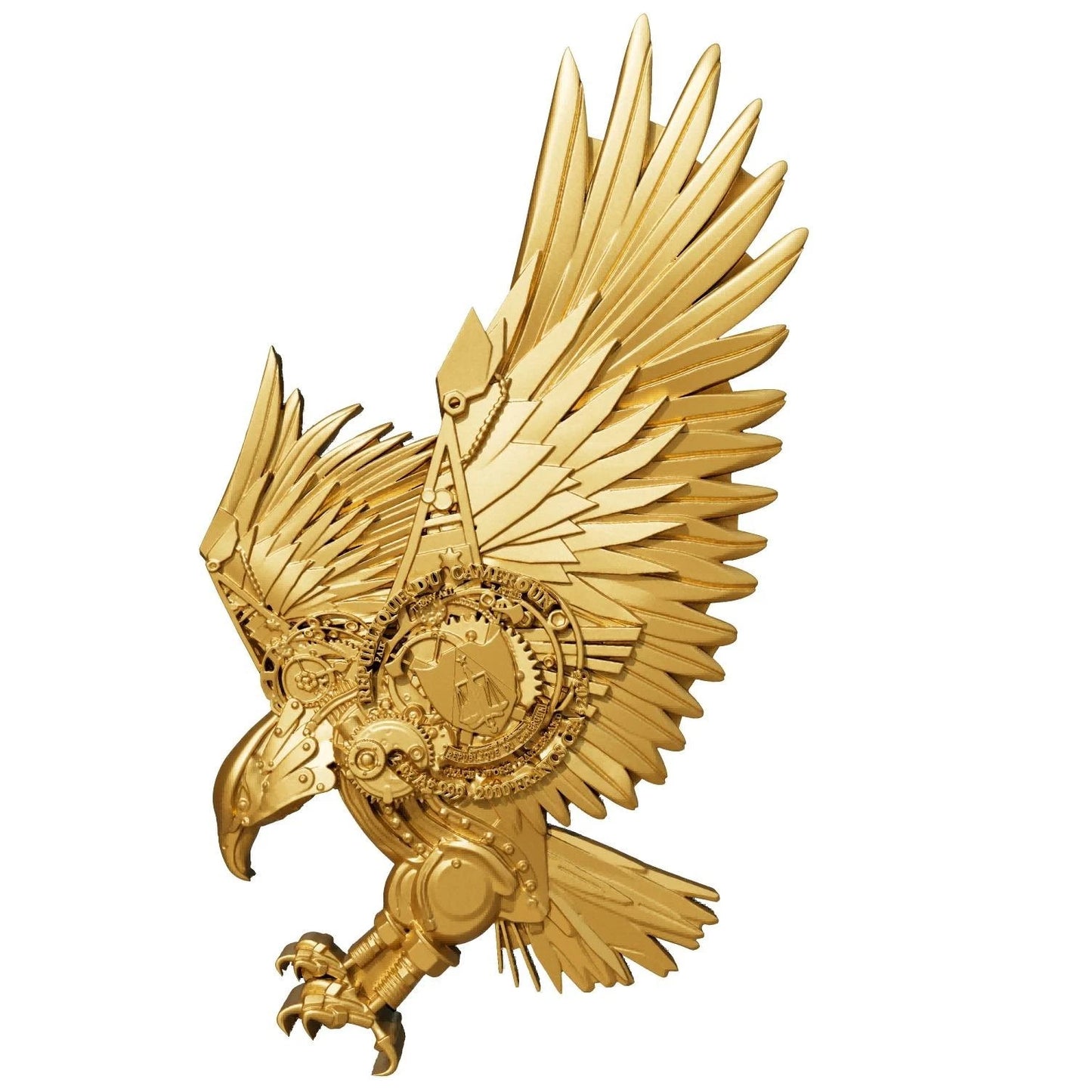2025 Cameroon Steampunk Mech Eagle Gold Gilded 2 oz Silver