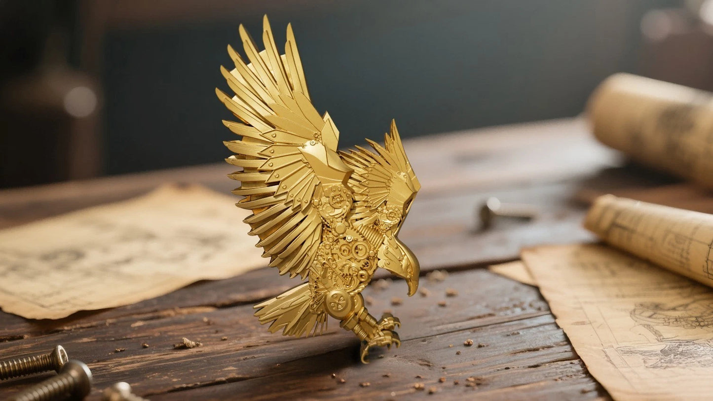 2025 Cameroon Steampunk Mech Eagle Gold Gilded 2 oz Silver