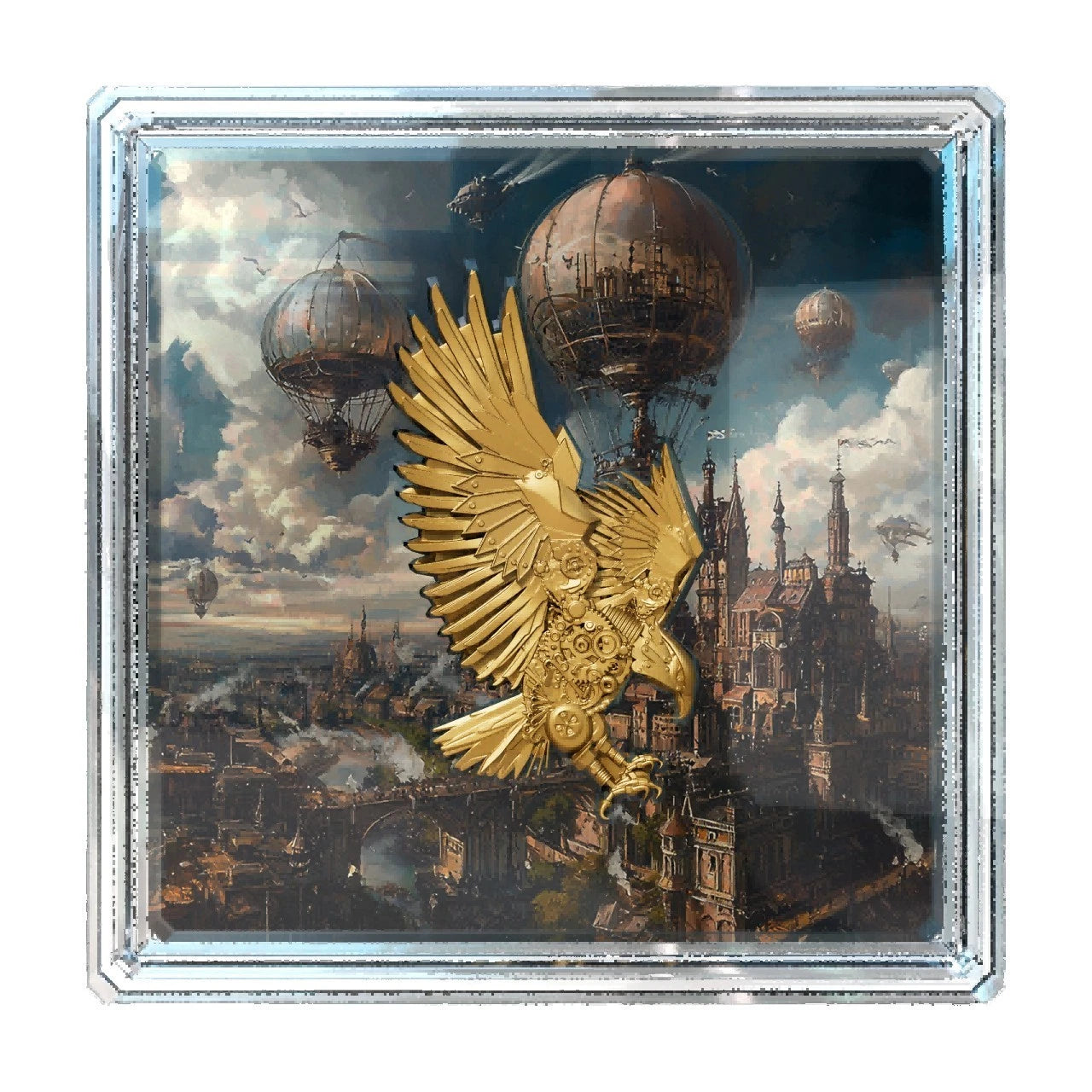 2025 Cameroon Steampunk Mech Eagle Gold Gilded 2 oz Silver