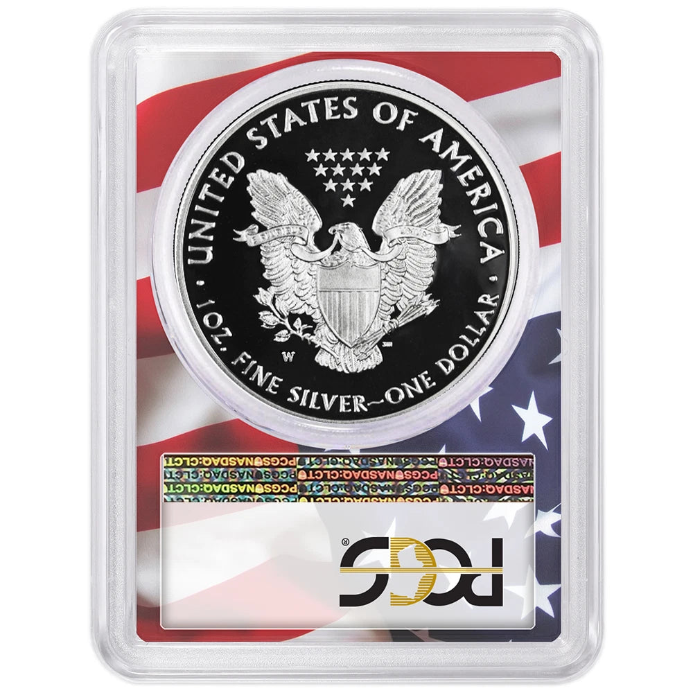2019-W Silver Eagle - Congratulations Set - PCGS PR70DCAM FDOI Flag Frame - CoinsTV