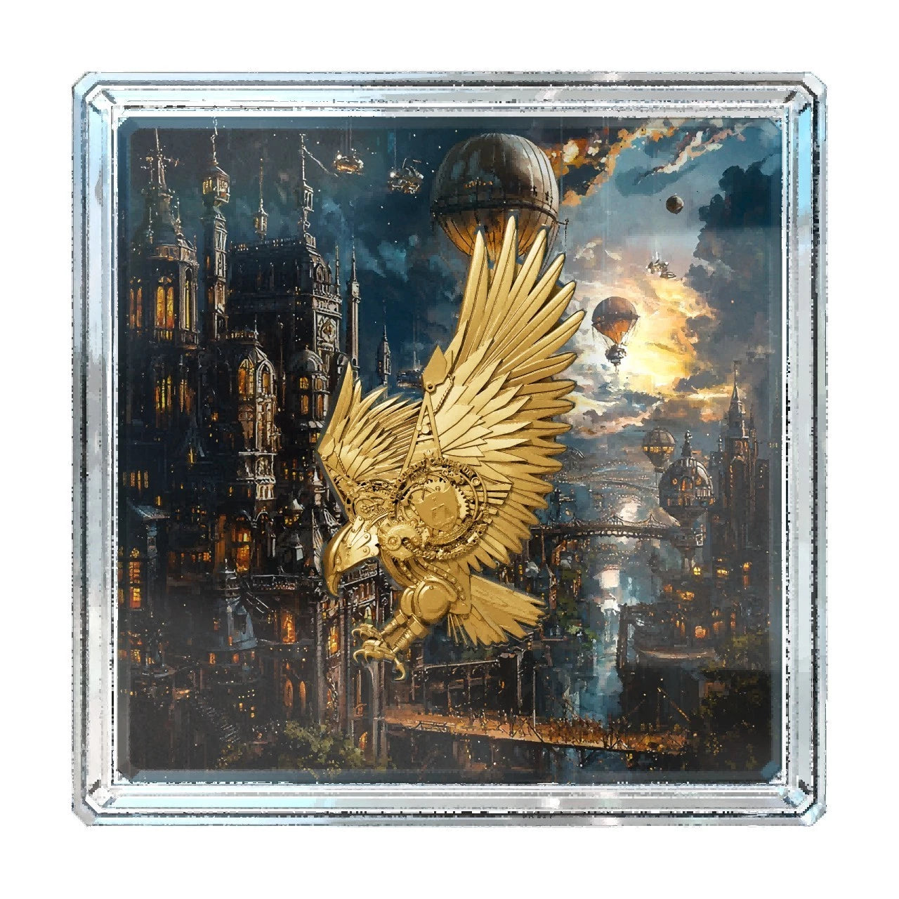 2025 Cameroon Steampunk Mech Eagle Gold Gilded 2 oz Silver