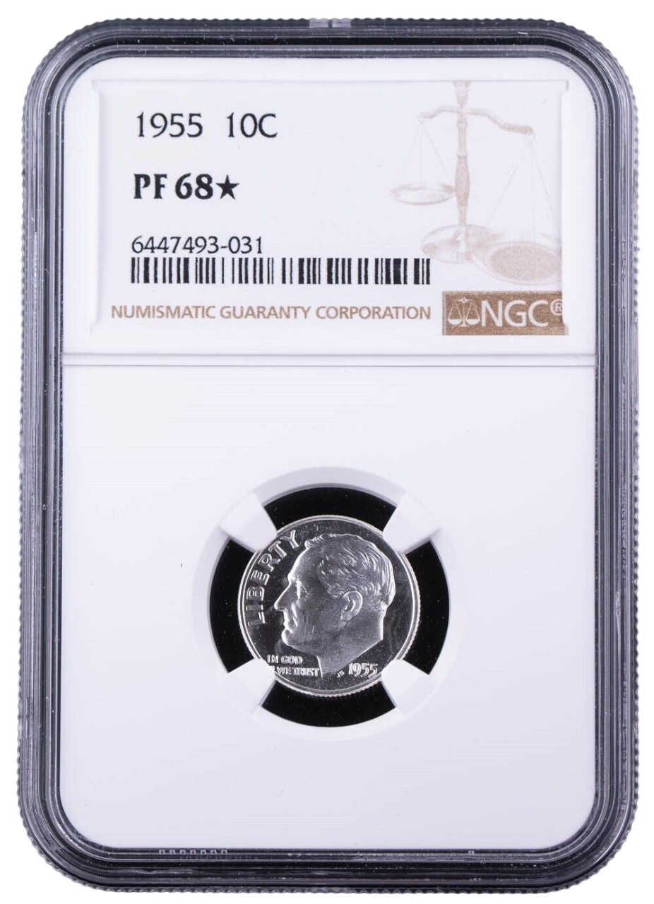1955 Roosevelt Dime - NGC PF68 Star