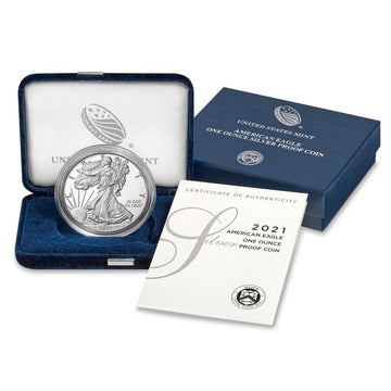 2021-W Silver Eagle Proof Type 1 Box OGP & COA - CoinsTV