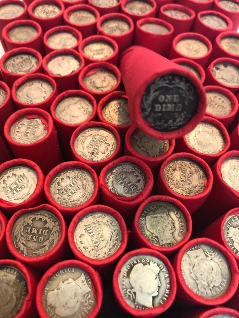 Lincoln Wheat Cent & Barber Dime Circulated Bank-Wrapped Roll - CoinsTV