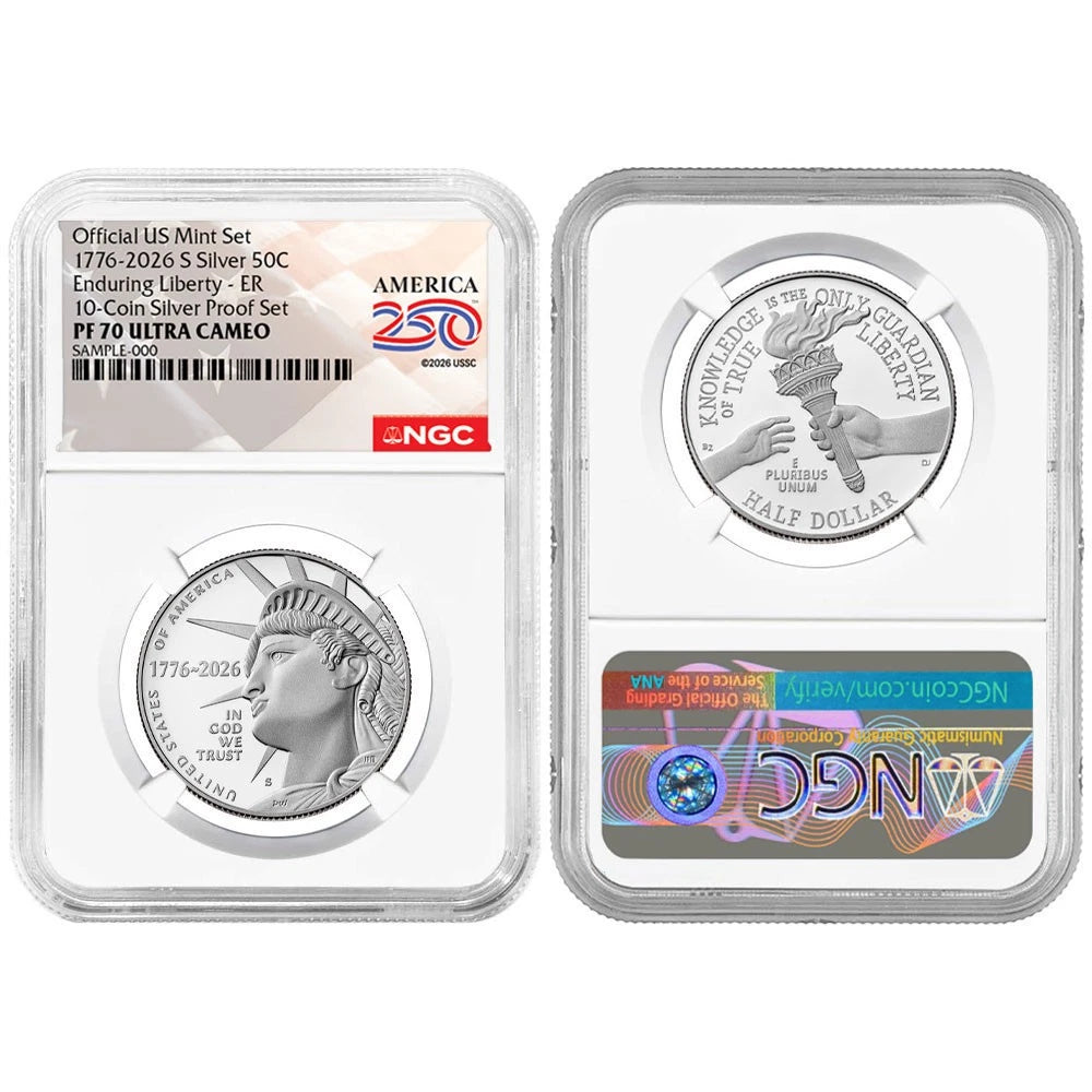 2026-S U.S. Silver Proof 10pc Set NGC PF70UC ER American 250th Label