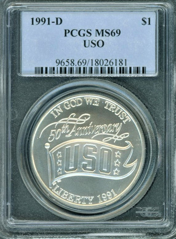 1991 D Silver Eagle - Commemorative/USO - PCGS MS69