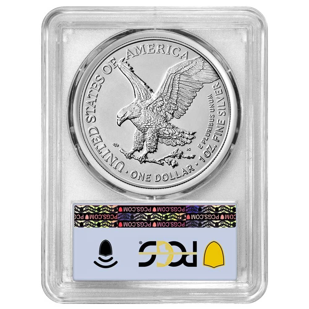 2026 (W) Silver Eagle - PCGS MS70 FDOI Flag Label - CoinsTV