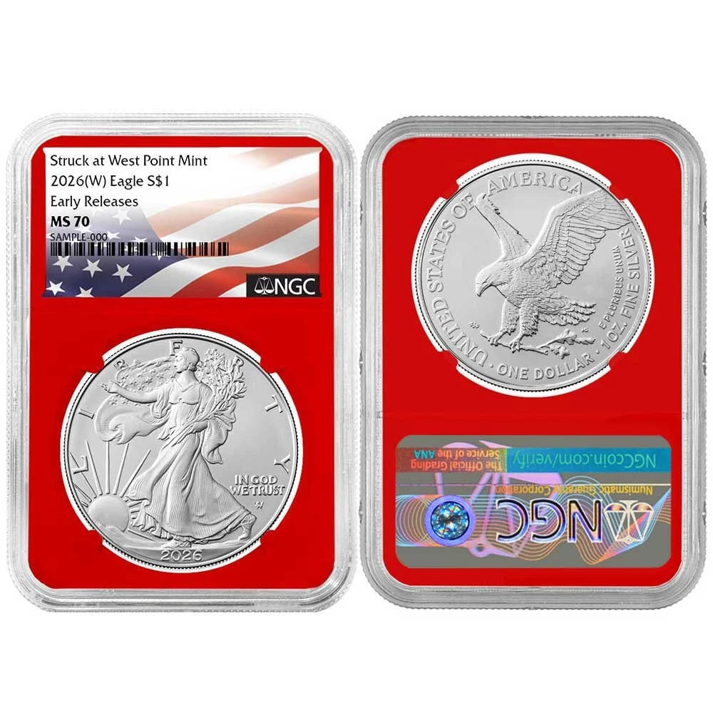 2026(W) Silver Eagle - NGC MS70 ER Flag Label Red Core