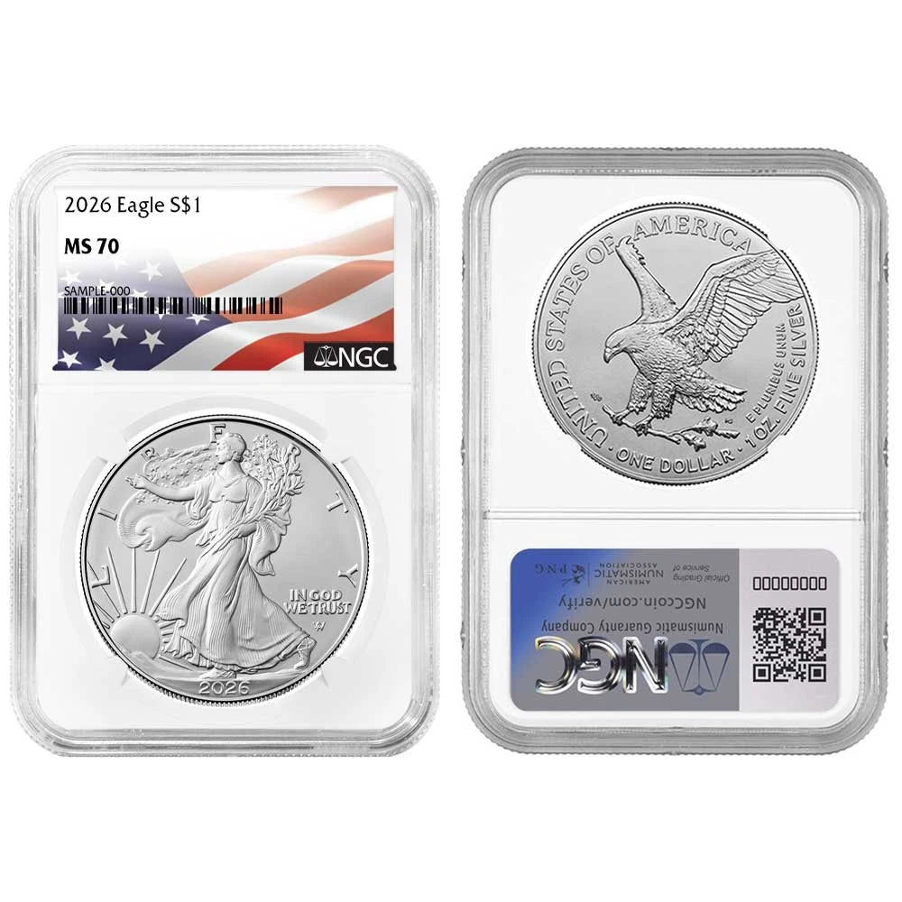2026 Silver Eagle - NGC MS70 Flag Label