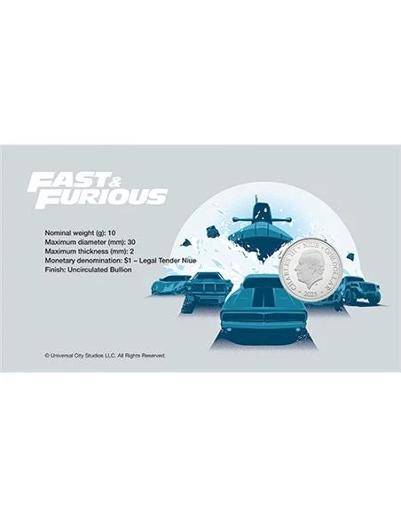 2025 Niue Fast & Furious 10g CN Coin & Stamp Set