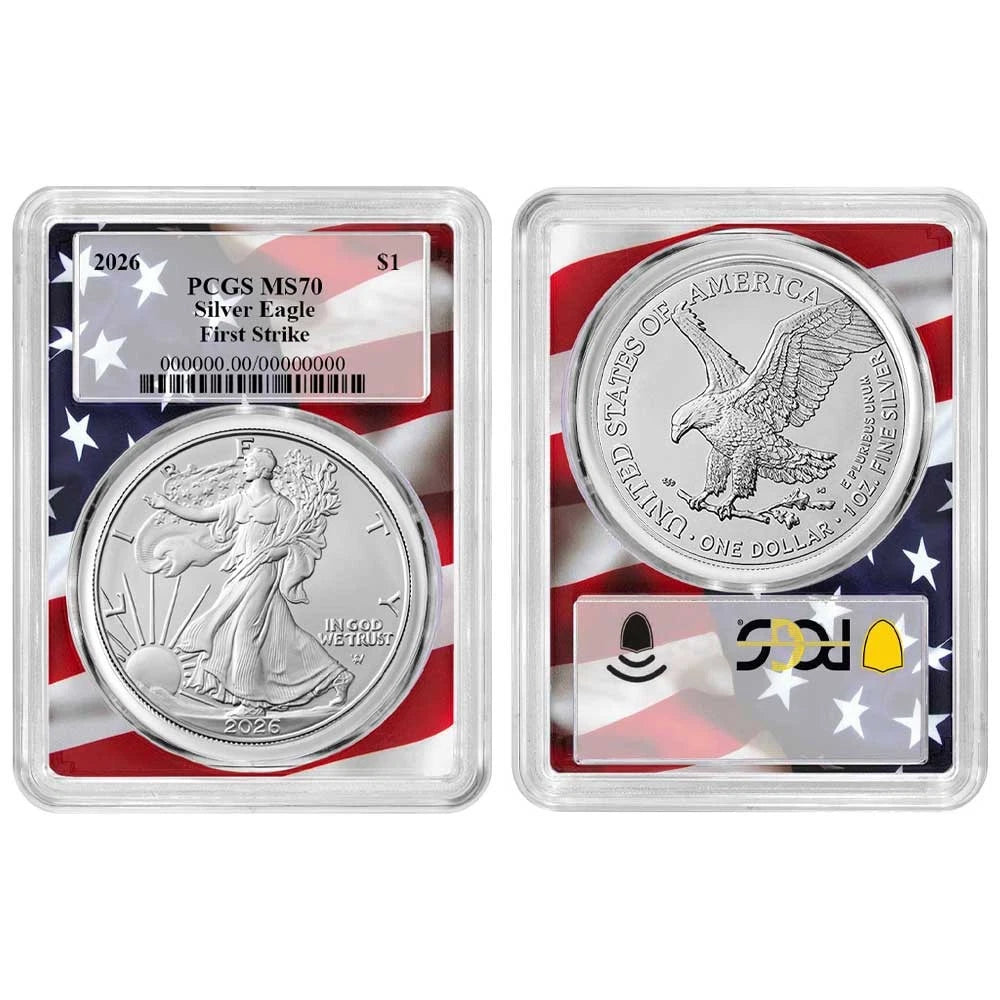 2026 Silver Eagle - PCGS MS70 FS Flag Frame