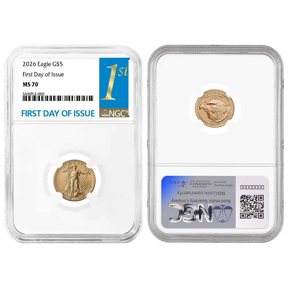 2026 $5 Gold Eagle 1/10 oz Gold - NGC MS70 FDI First Label - CoinsTV