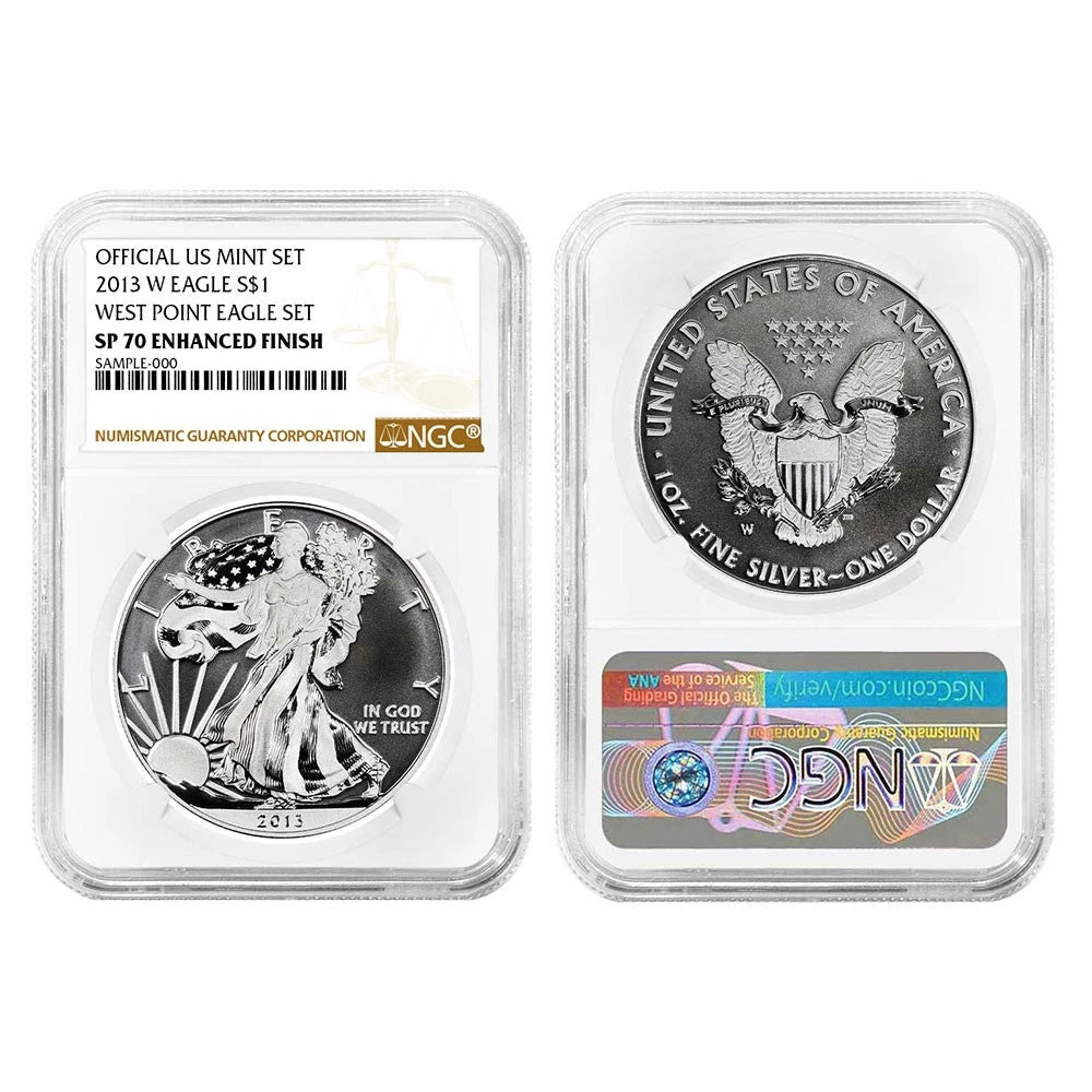2013-W Silver Eagle 75th Anniversary West Point Mint 2pc Set NGC SP70 Brown Label