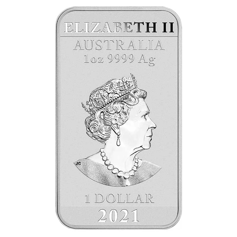 2021-P $1 Australian Silver Dragon Rectangle .9999 1 oz Silver Bar - CoinsTV